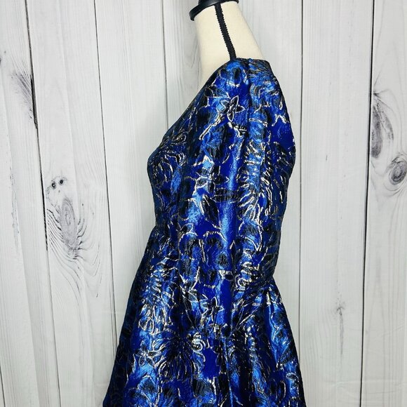NWOT Lilly Pulitzer Calyssa Dress Blue Grotto Twilight Floral Brocade Sz 2 NEW - Picture 6 of 11